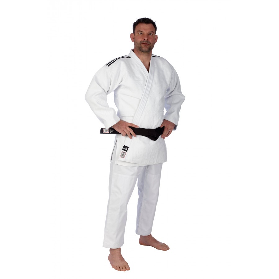 Кимоно для дзюдо Champion III с лицензией IJF | белый/черные полосы | ADIDAS  J-IJF-2