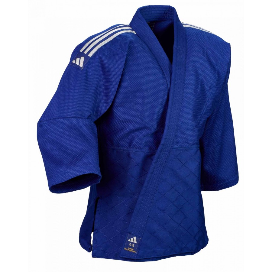 Кимоно для дзюдо Adidas серии Club с серебряными полосами на плечах | синее | Adidas J350BP