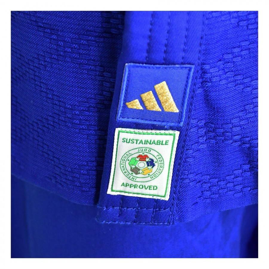 Кимоно для дзюдо Champion III Slim Fit с лицензией IJF | синее/золотые полосы | ADIDAS J-IJFB3
