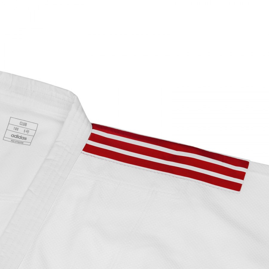 Кимоно для дзюдо Adidas серии Club с красными полосами на плечах | белое | J350P