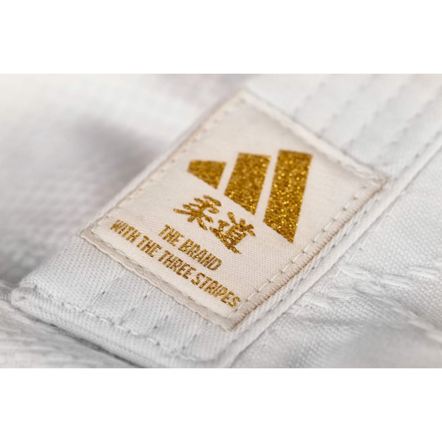Кимоно для дзюдо Adidas серии Club с золотыми полосами на плечах | белое | J350P