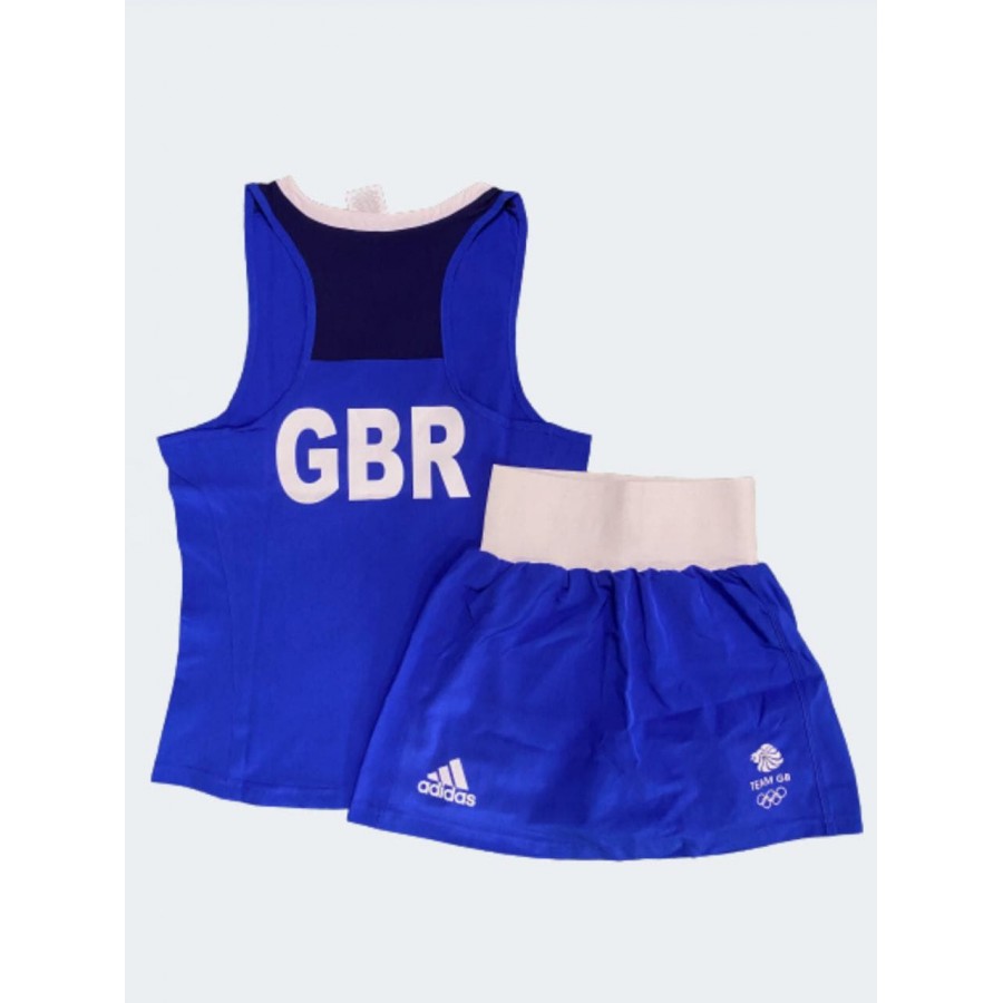 Женская форма для занятий боксом Olympic Woman GBR шорты-юбка + майка | синяя | ADIDAS ADIAIBA20TW\ADIAIBA20SKW