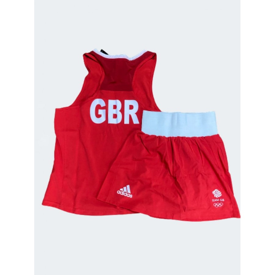 Женская форма для занятий боксом Olympic Woman GBR шорты-юбка + майка | красная | ADIDAS ADIAIBA20TW\ADIAIBA20SKW