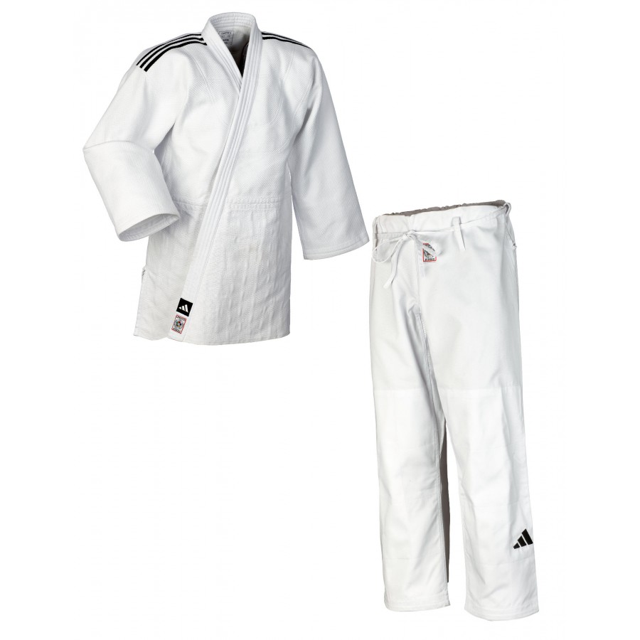 Кимоно для дзюдо Champion III с лицензией IJF | белый/черные полосы | ADIDAS  J-IJF-2