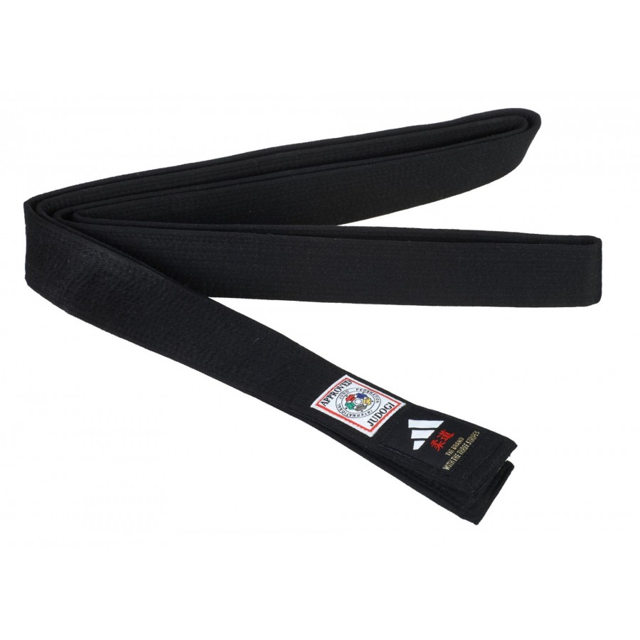 Пояс для дзюдо с белой вышивкой Adidas ELITE IJF with KANJI OPTION | черный | ADIDAS adiB242J