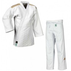 Кимоно для дзюдо Champion III Slim Fit с лицензией IJF | белый/золотые полосы | ADIDAS J-IJF3 Кимоно для дзюдо Champion III Slim Fit с лицензией IJF | белый/золотые полосы | ADIDAS J-IJF3
