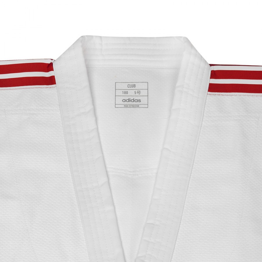 Кимоно для дзюдо Adidas серии Club с красными полосами на плечах | белое | J350P