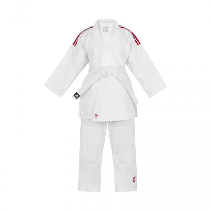 Кимоно для дзюдо Adidas серии Club с красными полосами на плечах | белое | J350P