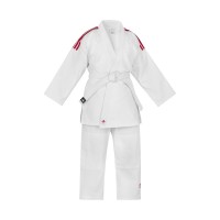 Кимоно для дзюдо Adidas серии Club с красными полосами на плечах | белое | J350P