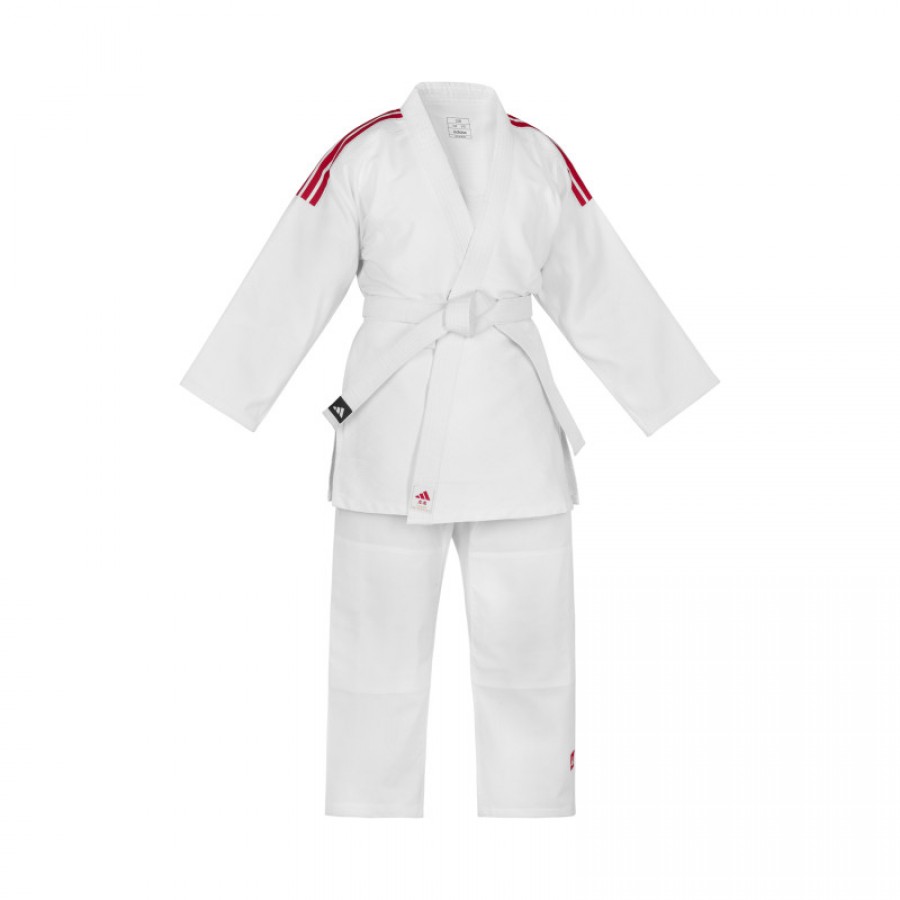 Кимоно для дзюдо Adidas серии Club с красными полосами на плечах | белое | J350P