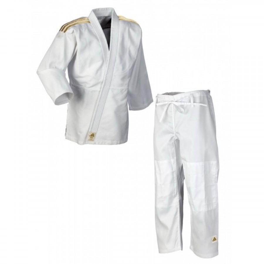 Кимоно для дзюдо Adidas серии Club с золотыми полосами на плечах | белое | J350P