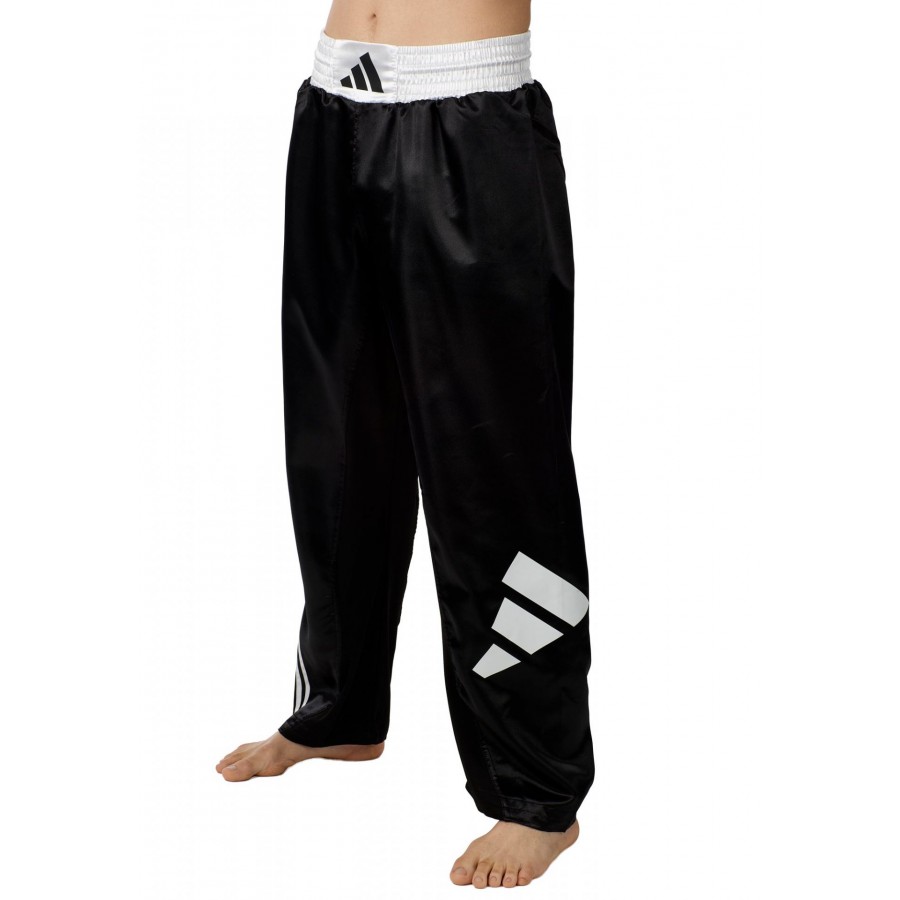 Штаны для кикбоксинга Adidas с лицензией WAKO | черно/белые | ADIKBUN100T
